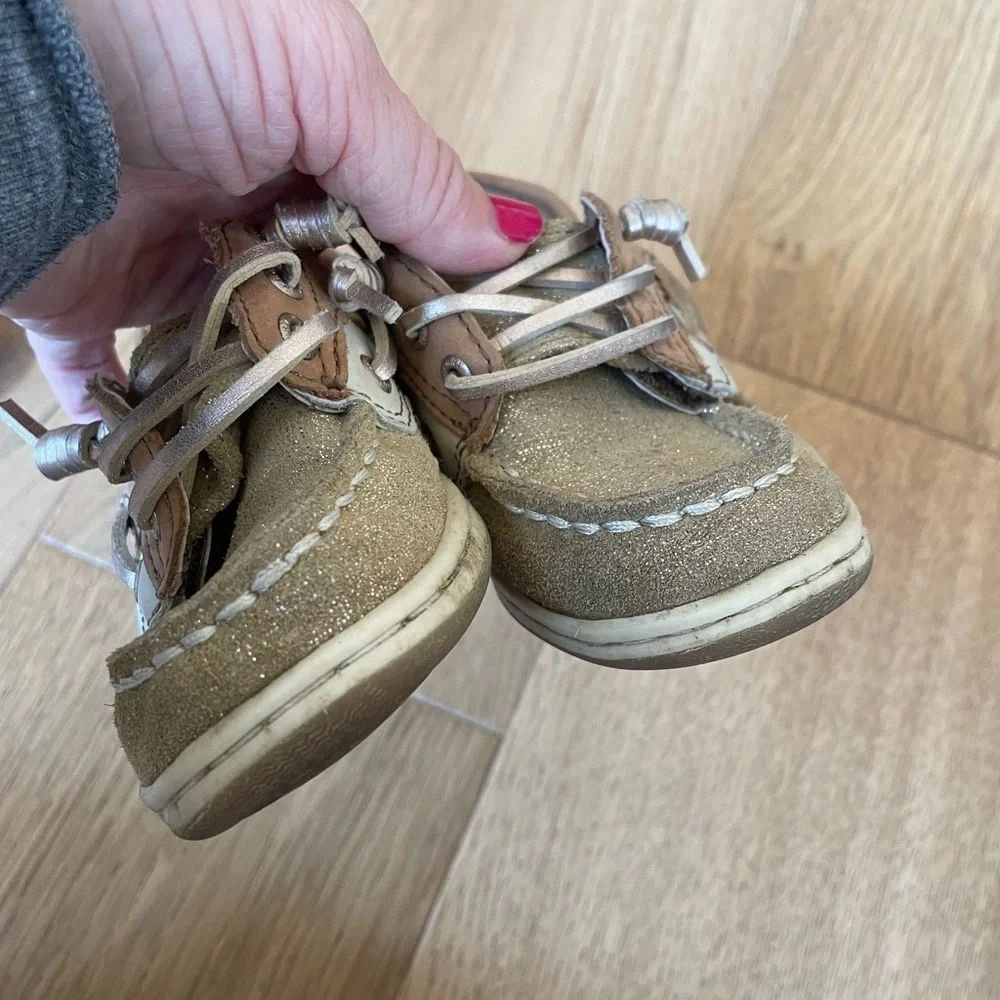 Sperry loafers glitter leather with Velcro girls 9 toddler